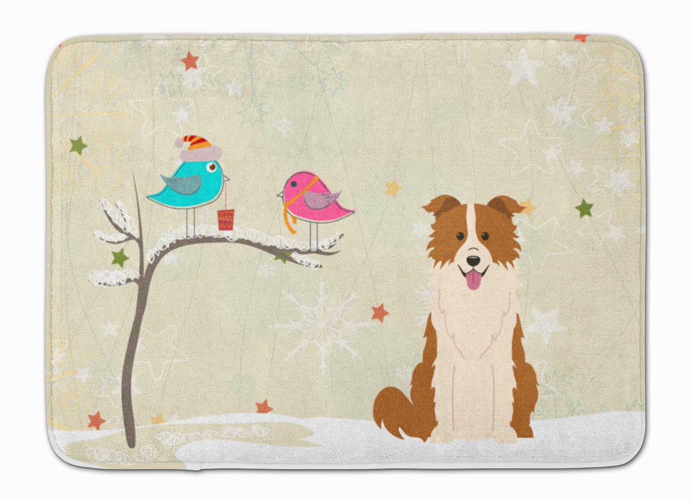 Christmas Presents between Friends Border Collie Red White Machine Washable Memory Foam Mat BB2591RUG - the-store.com