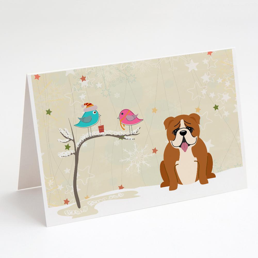 Buy this Christmas Presents between Friends English Bulldog - Red and White Greeting Cards and Envelopes Pack of 8