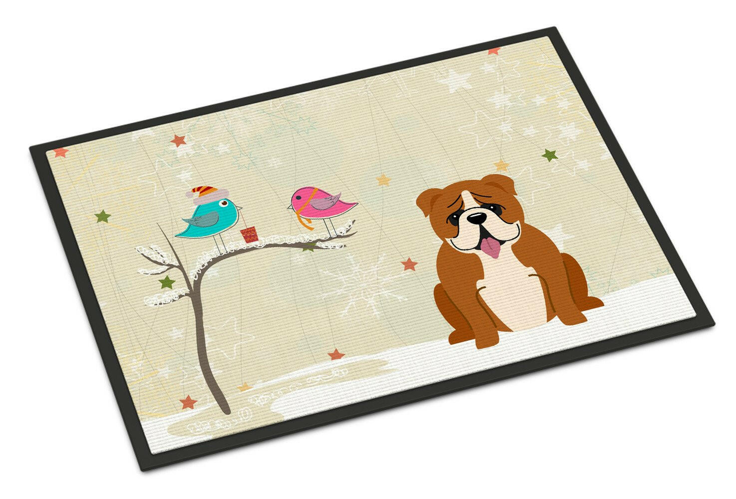 Christmas Presents between Friends English Bulldog Red White Indoor or Outdoor Mat 24x36 BB2592JMAT - the-store.com