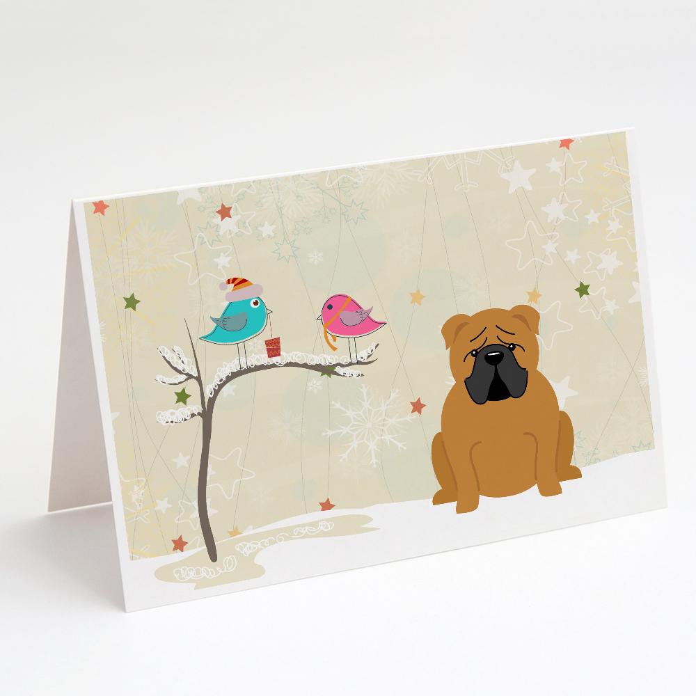Buy this Christmas Presents between Friends English Bulldog - Red Greeting Cards and Envelopes Pack of 8