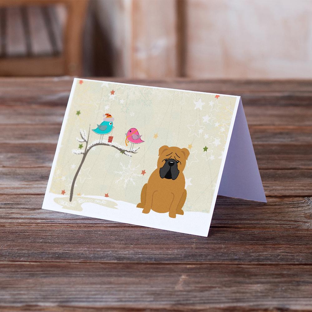 Christmas Presents between Friends English Bulldog - Red Greeting Cards and Envelopes Pack of 8 - the-store.com