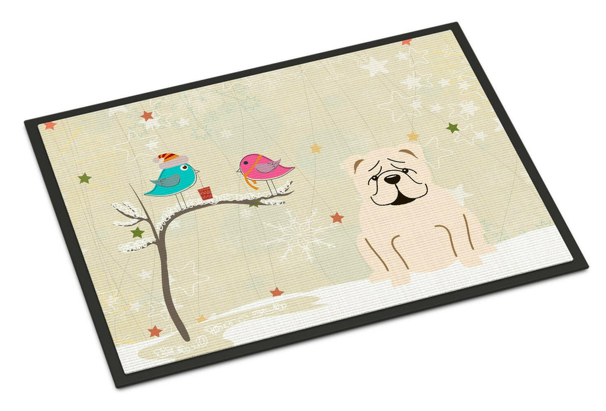 Christmas Presents between Friends English Bulldog White Indoor or Outdoor Mat 18x27 BB2595MAT - the-store.com