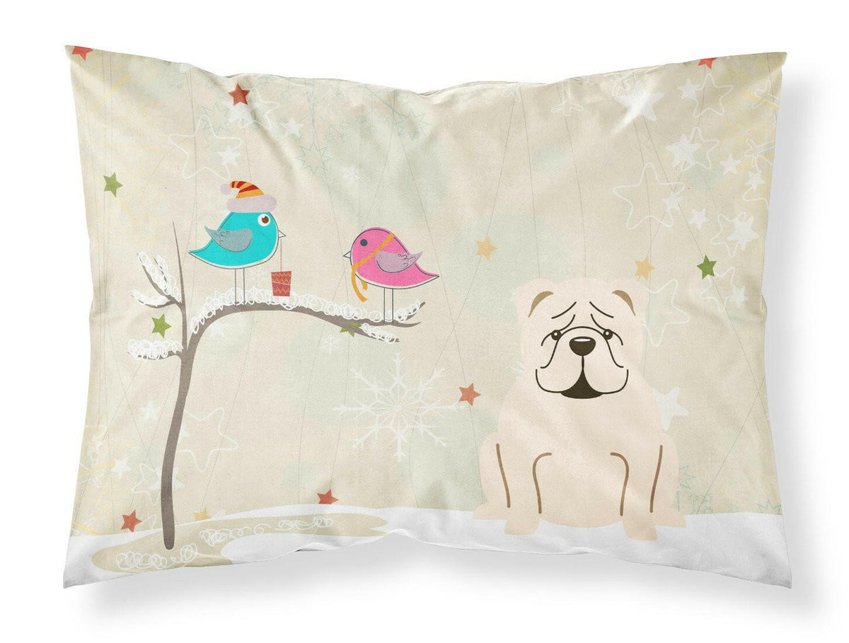 Christmas Presents between Friends English Bulldog White Fabric Standard Pillowcase BB2595PILLOWCASE by Caroline&#39;s Treasures