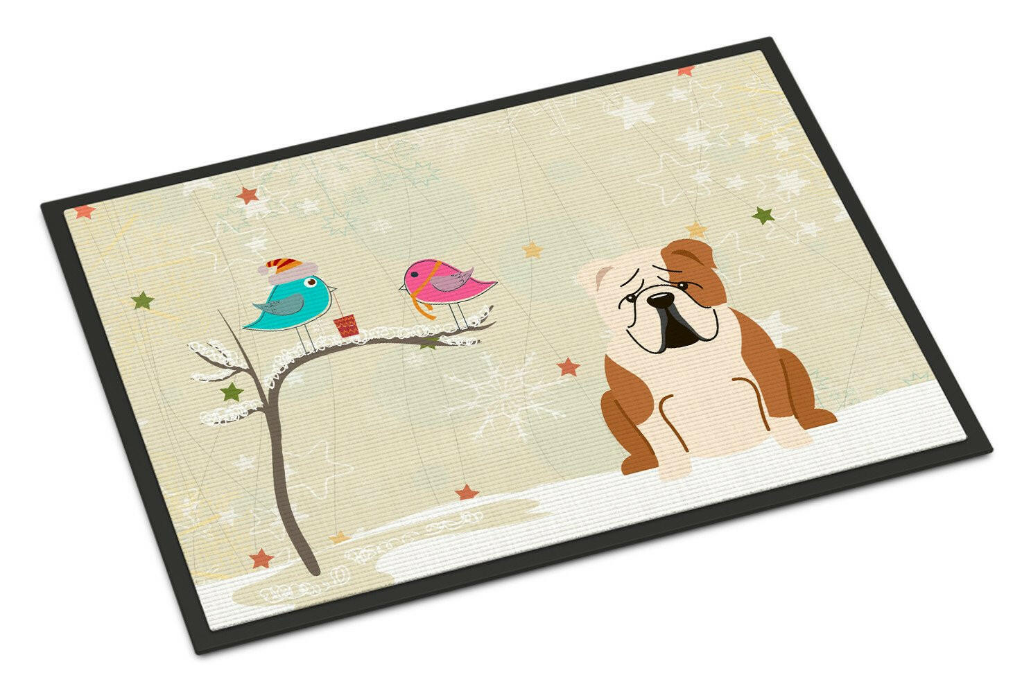 Christmas Presents between Friends English Bulldog Fawn White Indoor or Outdoor Mat 24x36 BB2597JMAT - the-store.com