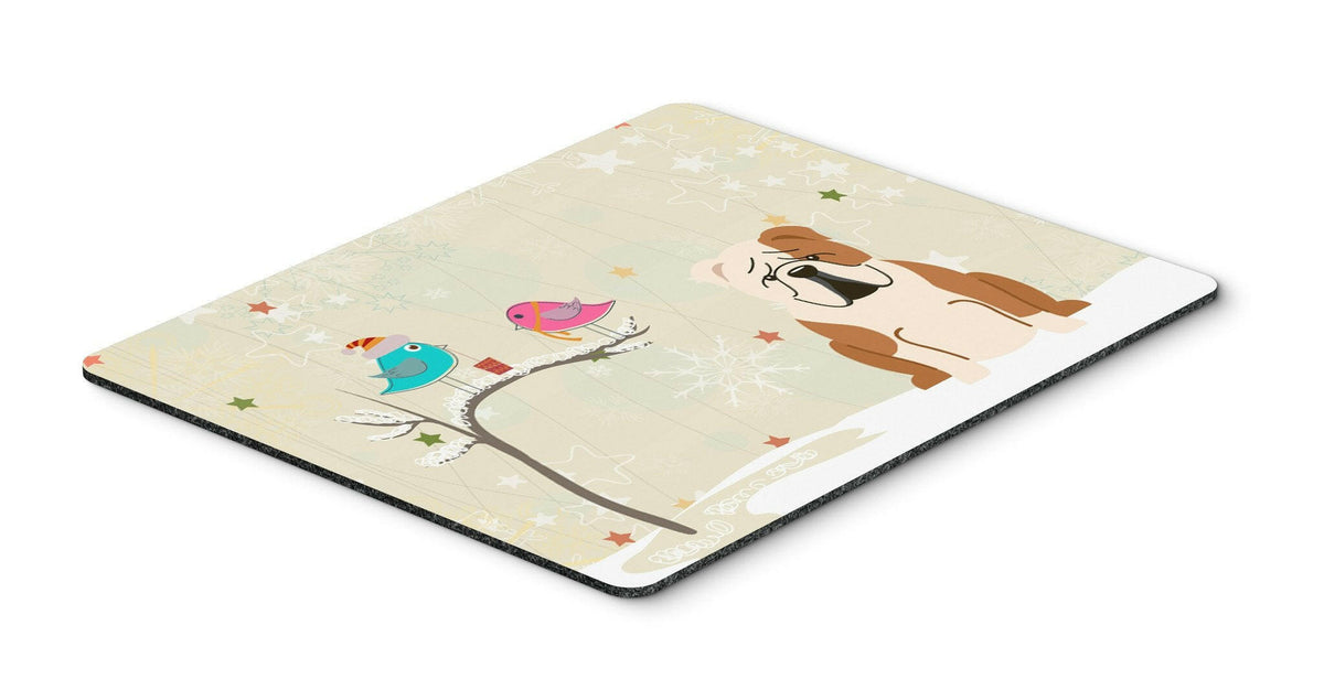 Christmas Presents between Friends English Bulldog Fawn White Mouse Pad, Hot Pad or Trivet BB2597MP by Caroline&#39;s Treasures