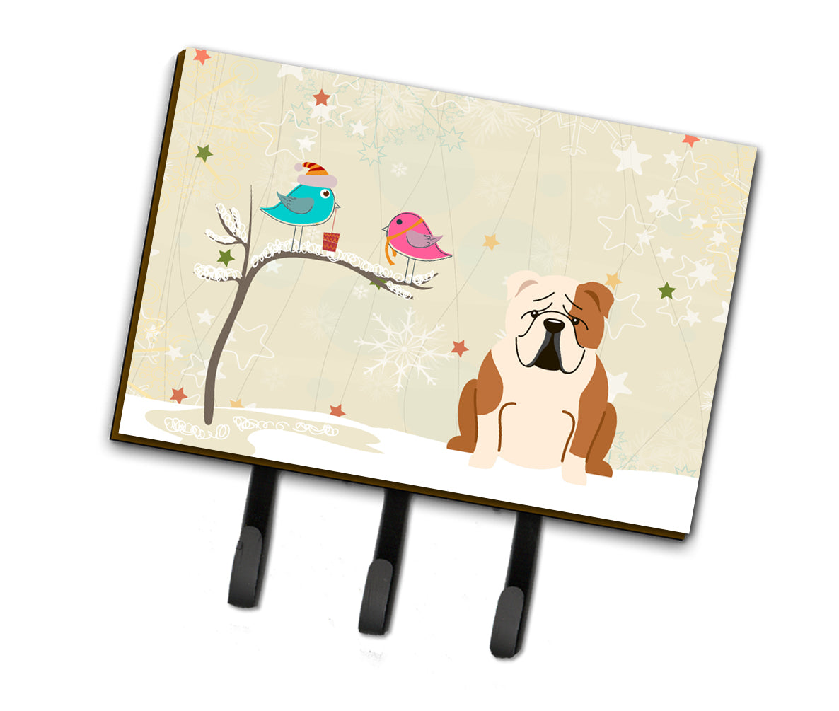 Christmas Presents between Friends English Bulldog Fawn White Leash or Key Holder BB2597TH68  the-store.com.