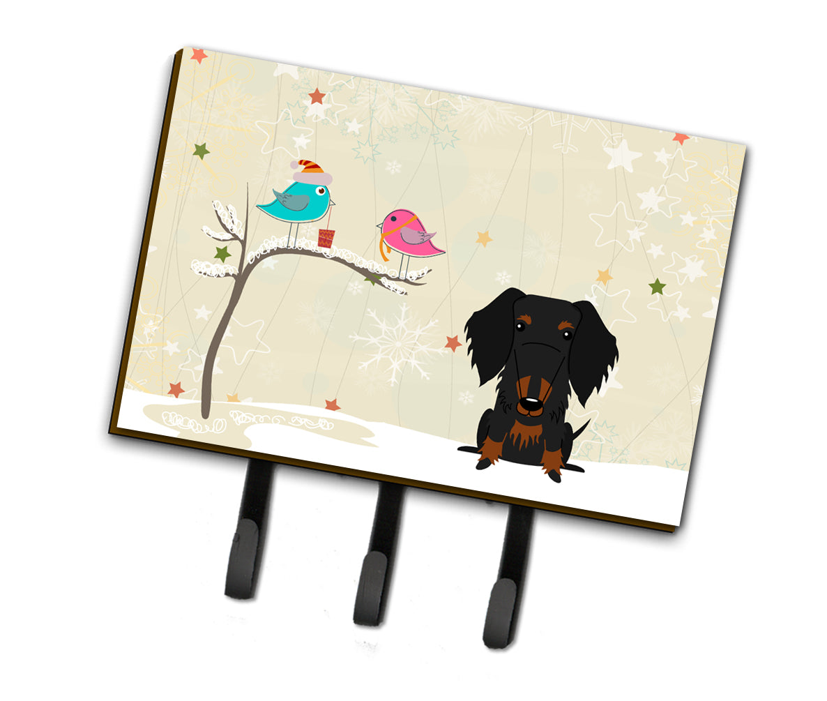 Christmas Presents between Friends Wire Haired Dachshund Black Tan Leash or Key Holder BB2599TH68  the-store.com.