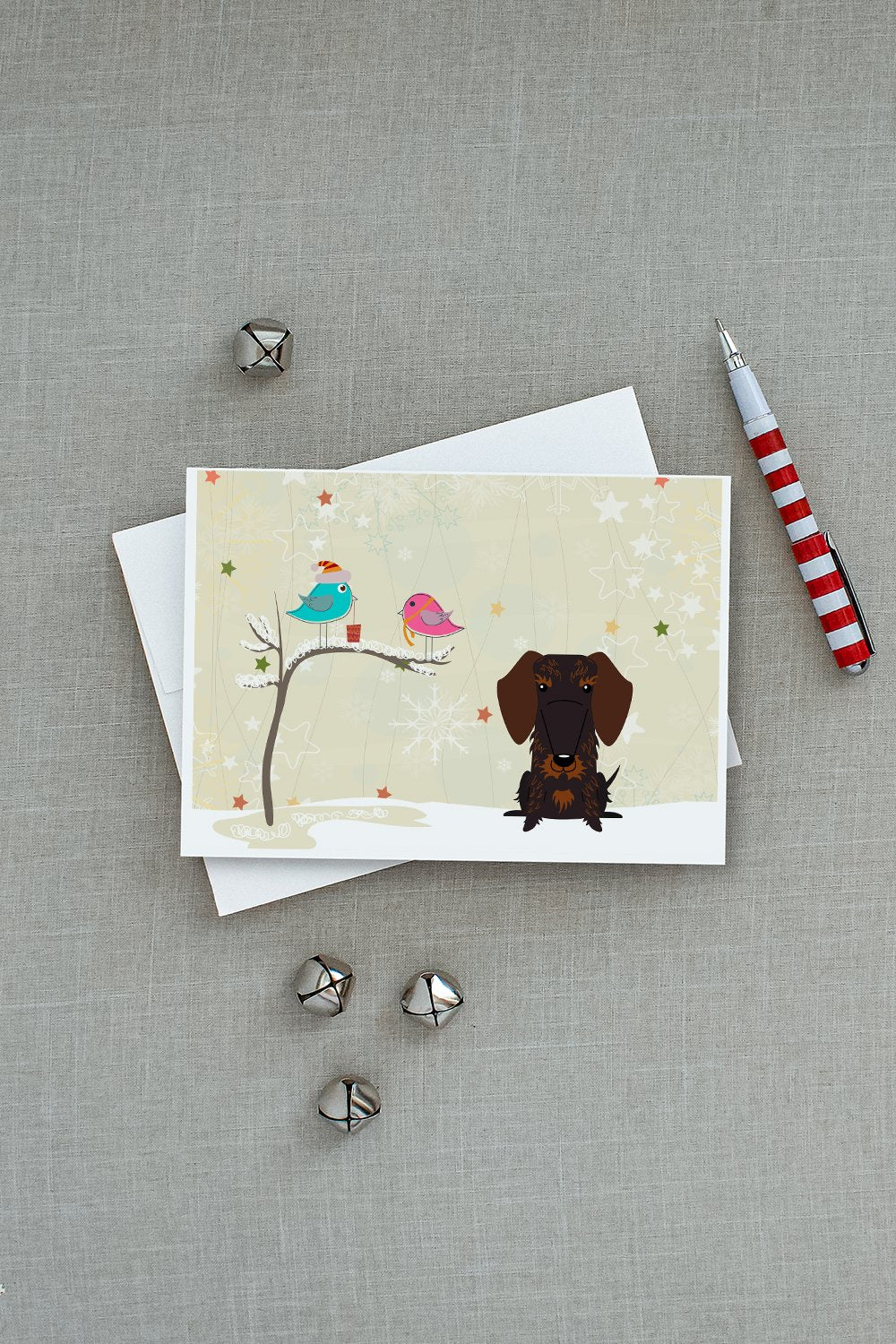 Christmas Presents between Friends Dachshund - Chocolate Greeting Cards and Envelopes Pack of 8 - the-store.com