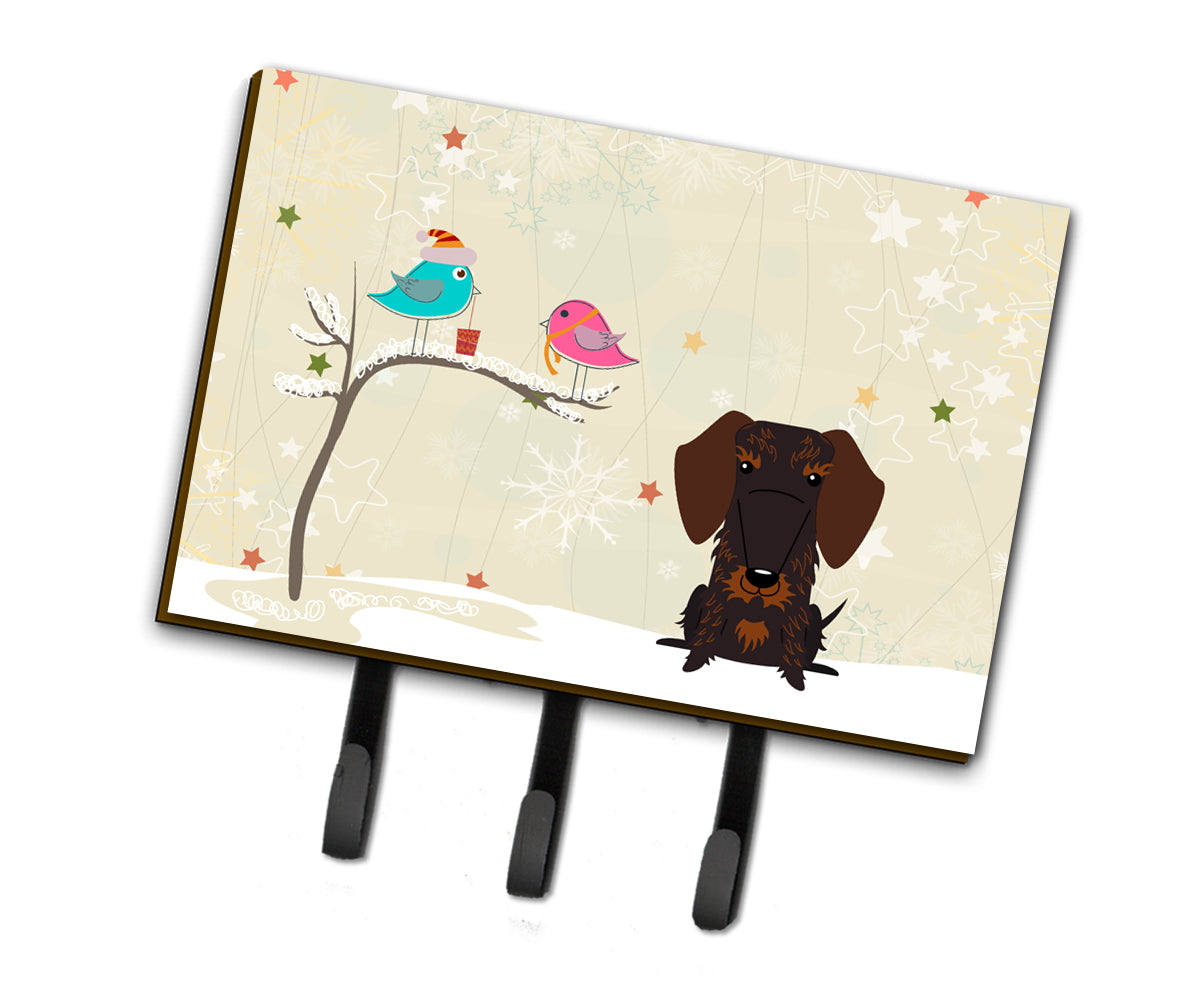 Christmas Presents between Friends Wire Haired Dachshund Chocolate Leash or Key Holder BB2601TH68
