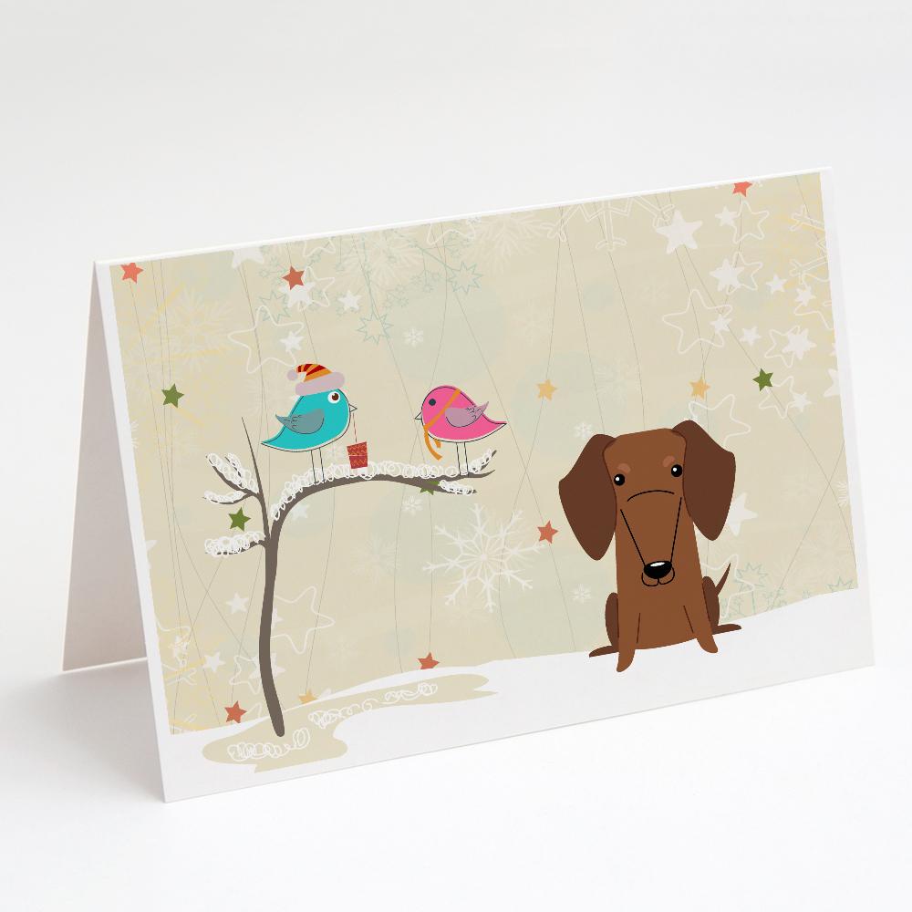 Buy this Christmas Presents between Friends Dachshund - Red Greeting Cards and Envelopes Pack of 8