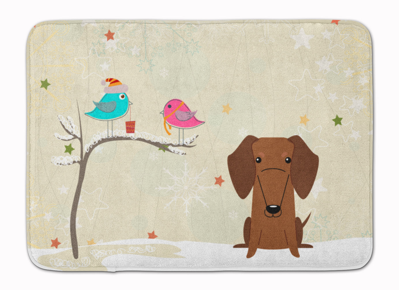 Christmas Presents between Friends Dachshund Red Brown Machine Washable Memory Foam Mat BB2602RUG - the-store.com