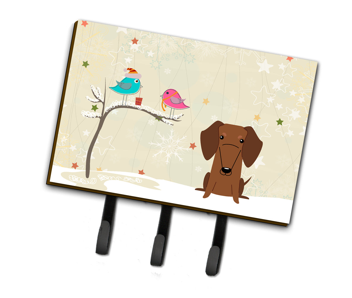 Christmas Presents between Friends Dachshund Red Brown Leash or Key Holder  the-store.com.