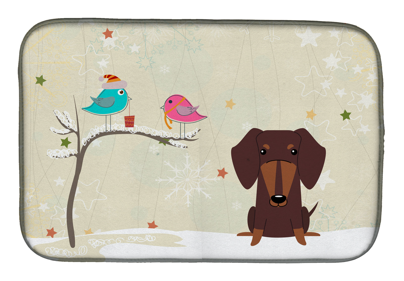 Christmas Presents between Friends Dachshund Chocolate Dish Drying Mat BB2603DDM  the-store.com.