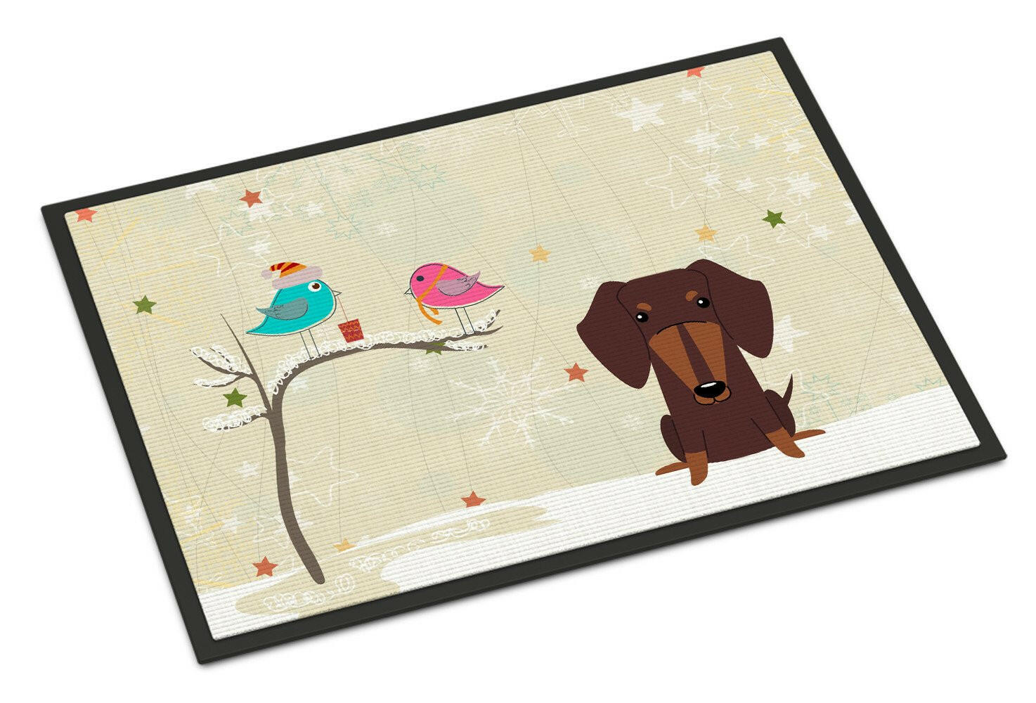 Christmas Presents between Friends Dachshund Chocolate Indoor or Outdoor Mat 24x36 BB2603JMAT - the-store.com