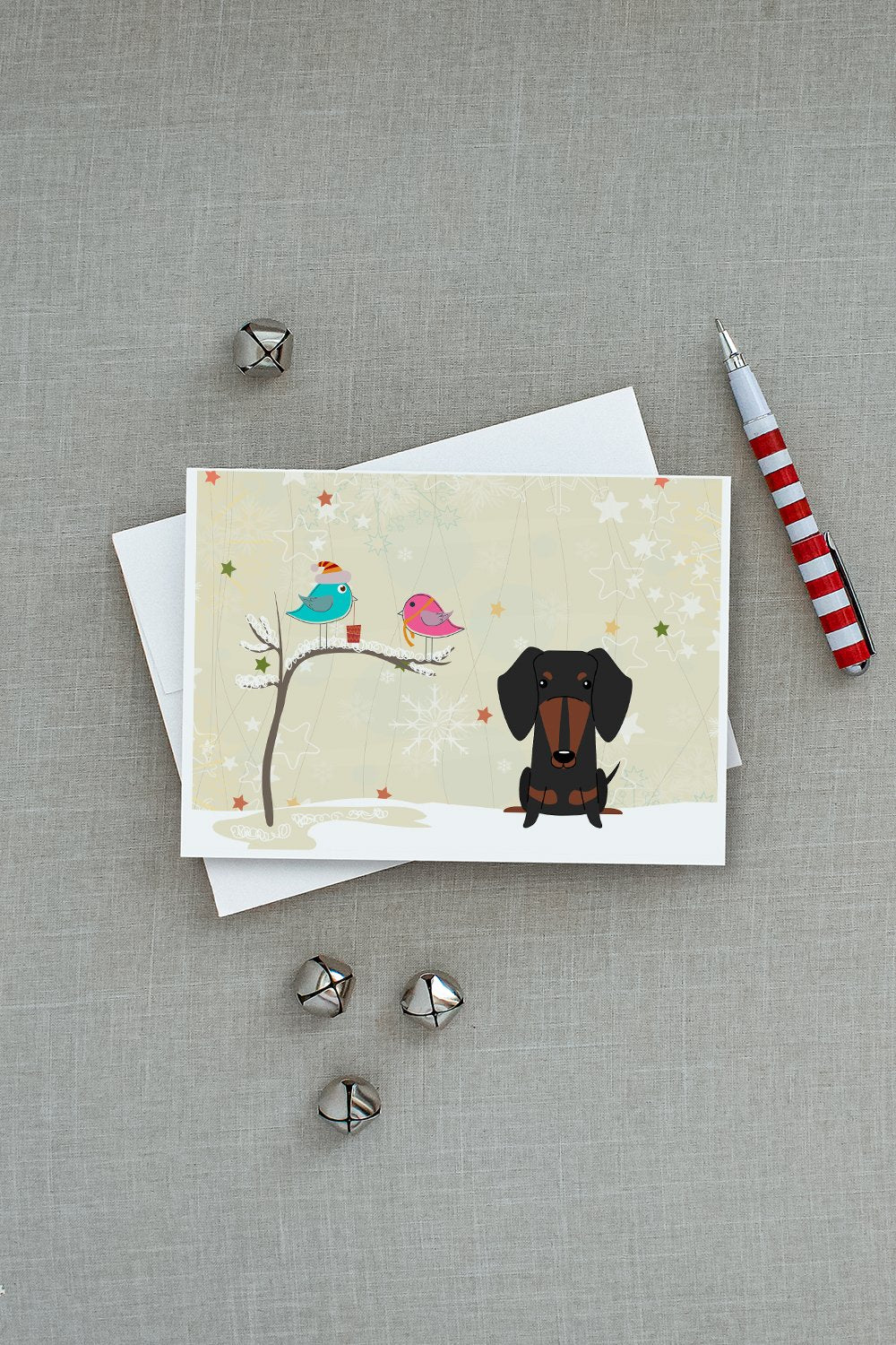 Christmas Presents between Friends Dachshund - Black and Tan Greeting Cards and Envelopes Pack of 8 - the-store.com