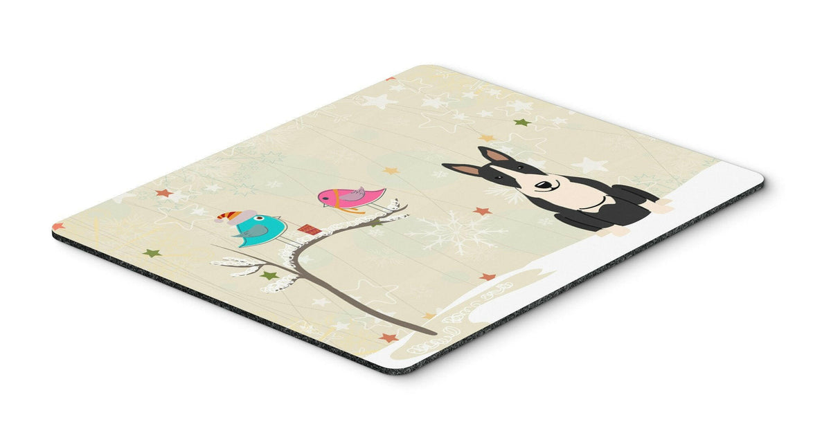 Christmas Presents between Friends Bull Terrier Black White Mouse Pad, Hot Pad or Trivet BB2605MP by Caroline&#39;s Treasures