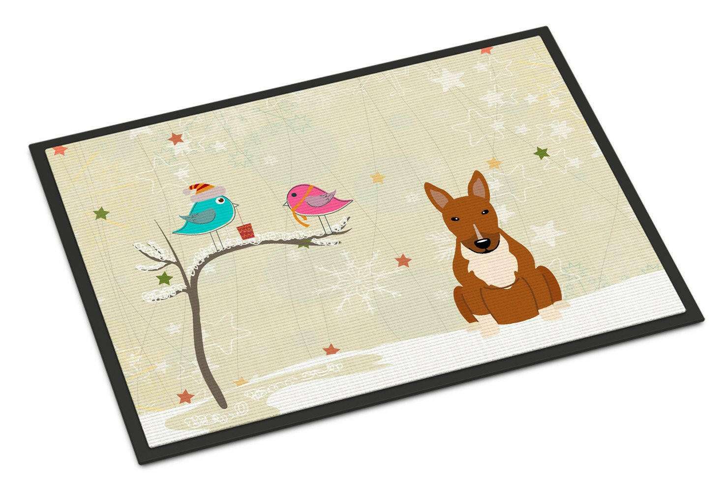 Christmas Presents between Friends Bull Terrier Red Indoor or Outdoor Mat 24x36 BB2606JMAT - the-store.com