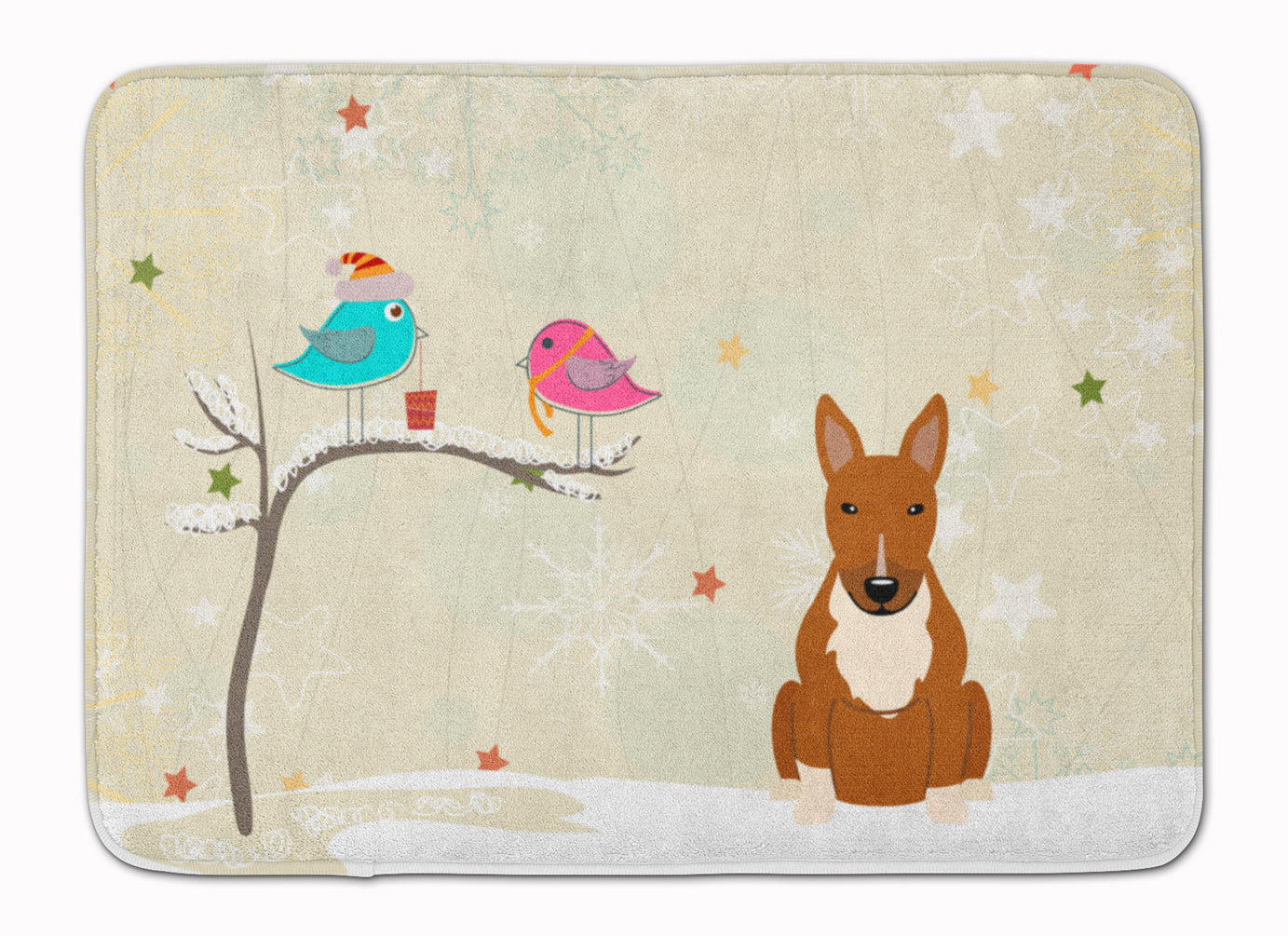 Christmas Presents between Friends Bull Terrier Red Machine Washable Memory Foam Mat BB2606RUG - the-store.com