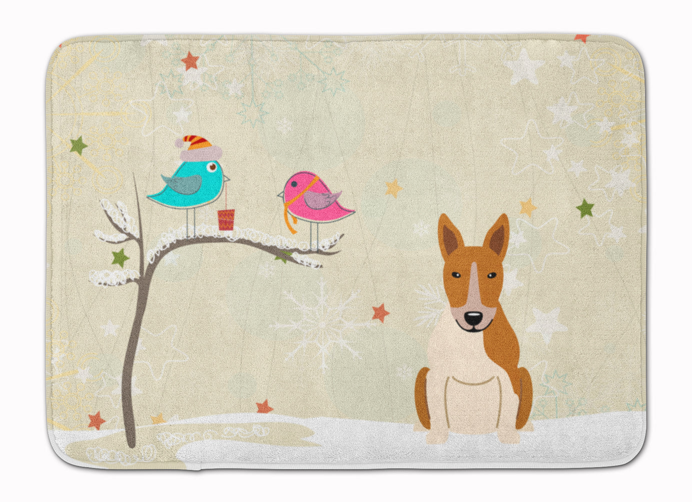 Christmas Presents between Friends Bull Terrier Red White Machine Washable Memory Foam Mat BB2607RUG - the-store.com
