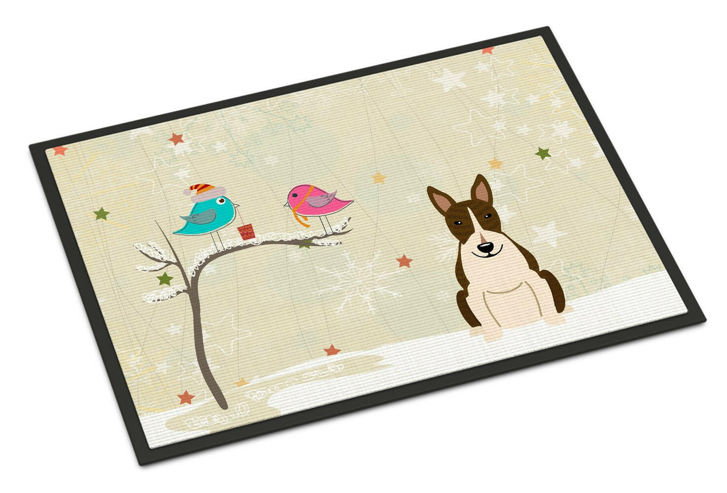 Christmas Presents between Friends Bull Terrier Dark Brindle Indoor or Outdoor Mat 24x36 BB2608JMAT - the-store.com