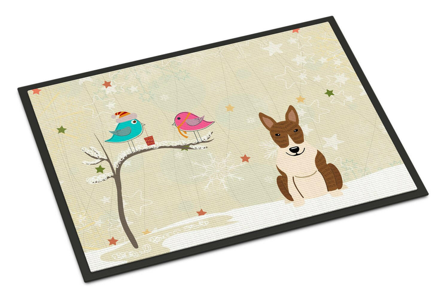 Christmas Presents between Friends Bull Terrier Brindle Indoor or Outdoor Mat 24x36 BB2609JMAT - the-store.com