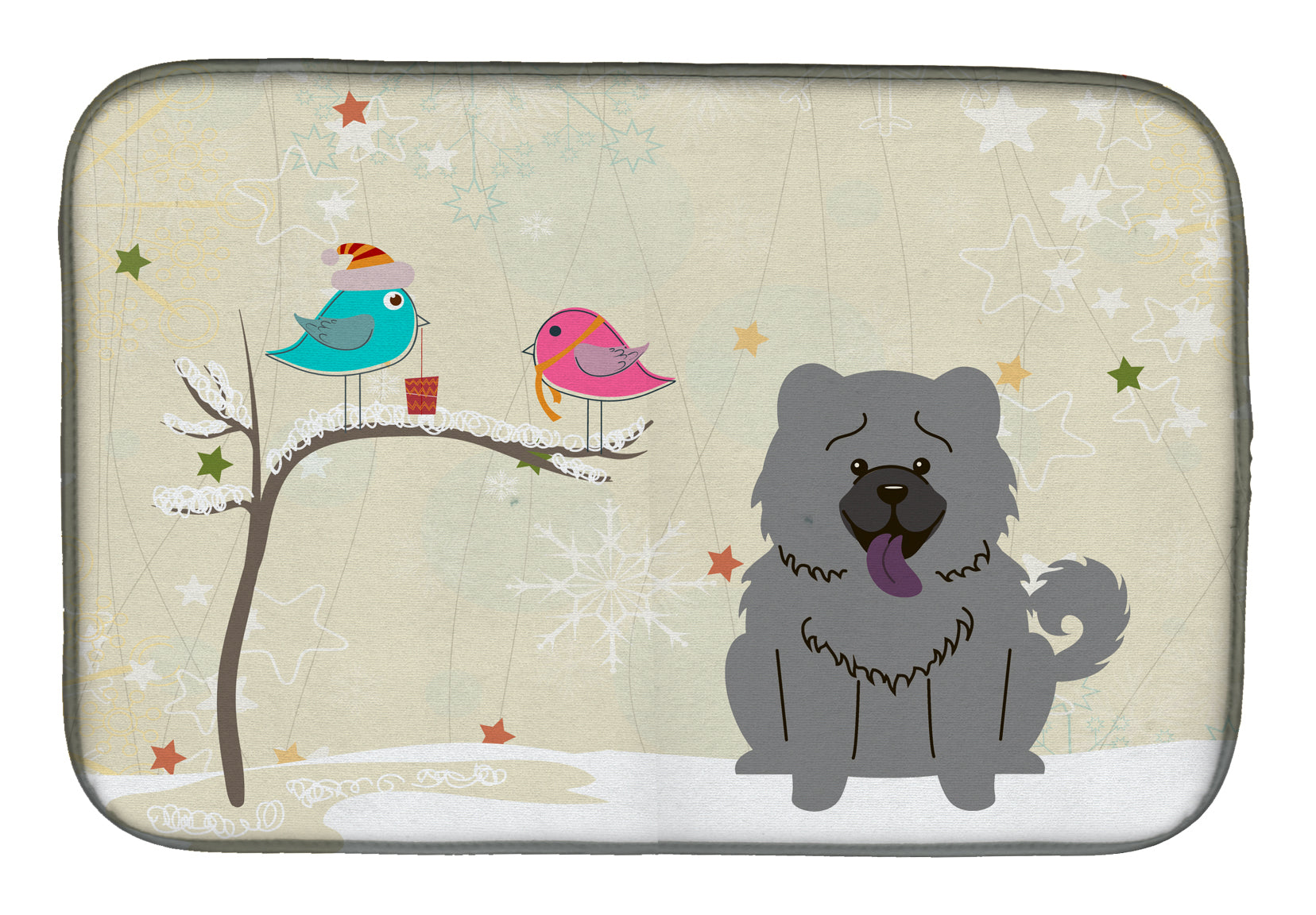 Christmas Presents between Friends Chow Chow Blue Dish Drying Mat BB2611DDM  the-store.com.