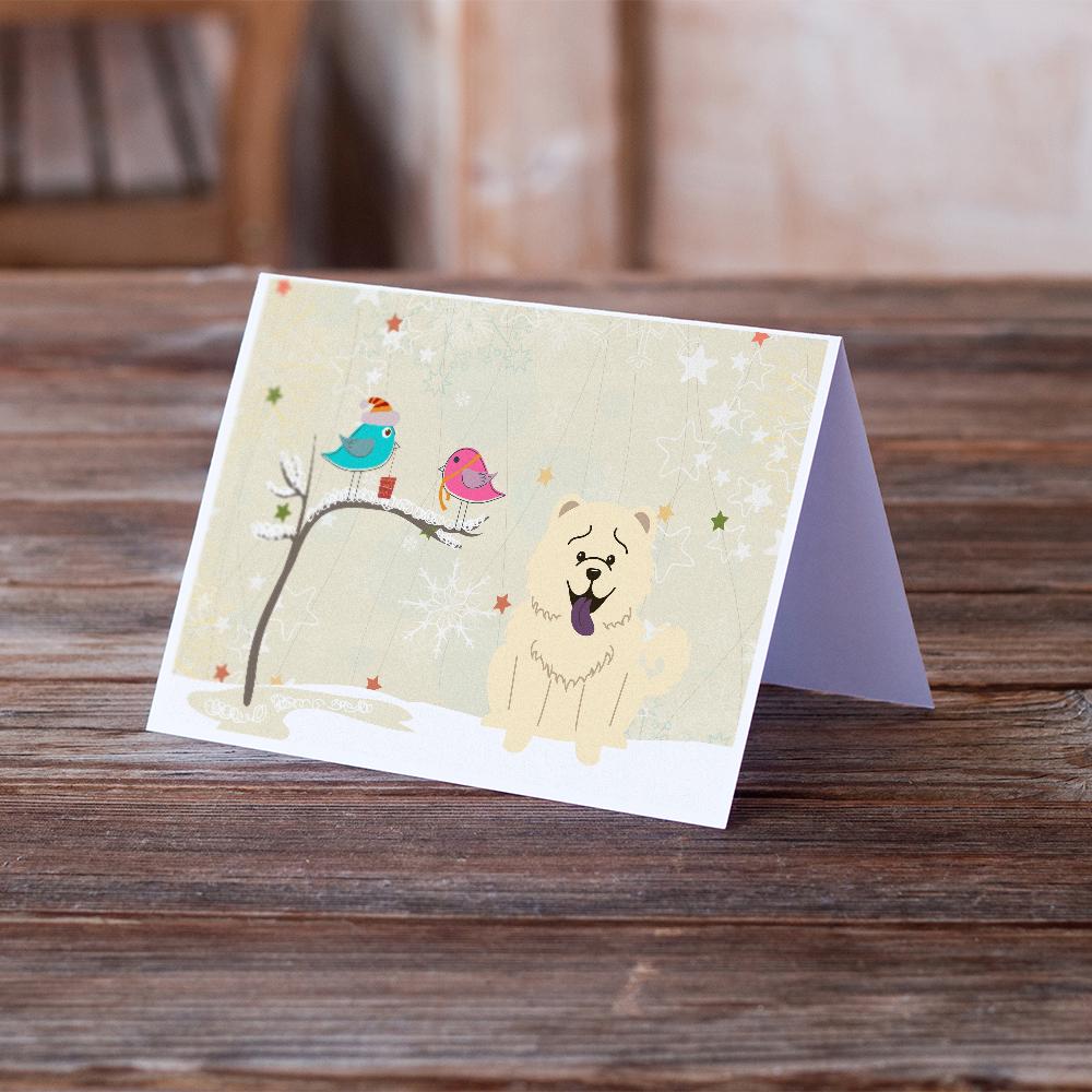 Christmas Presents between Friends Chow Chow - White Greeting Cards and Envelopes Pack of 8 - the-store.com
