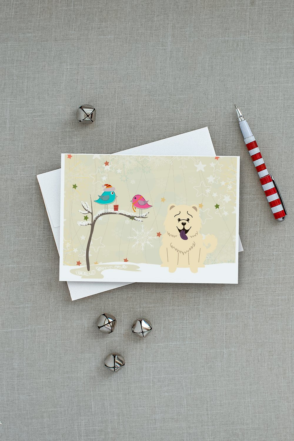 Christmas Presents between Friends Chow Chow - White Greeting Cards and Envelopes Pack of 8 - the-store.com