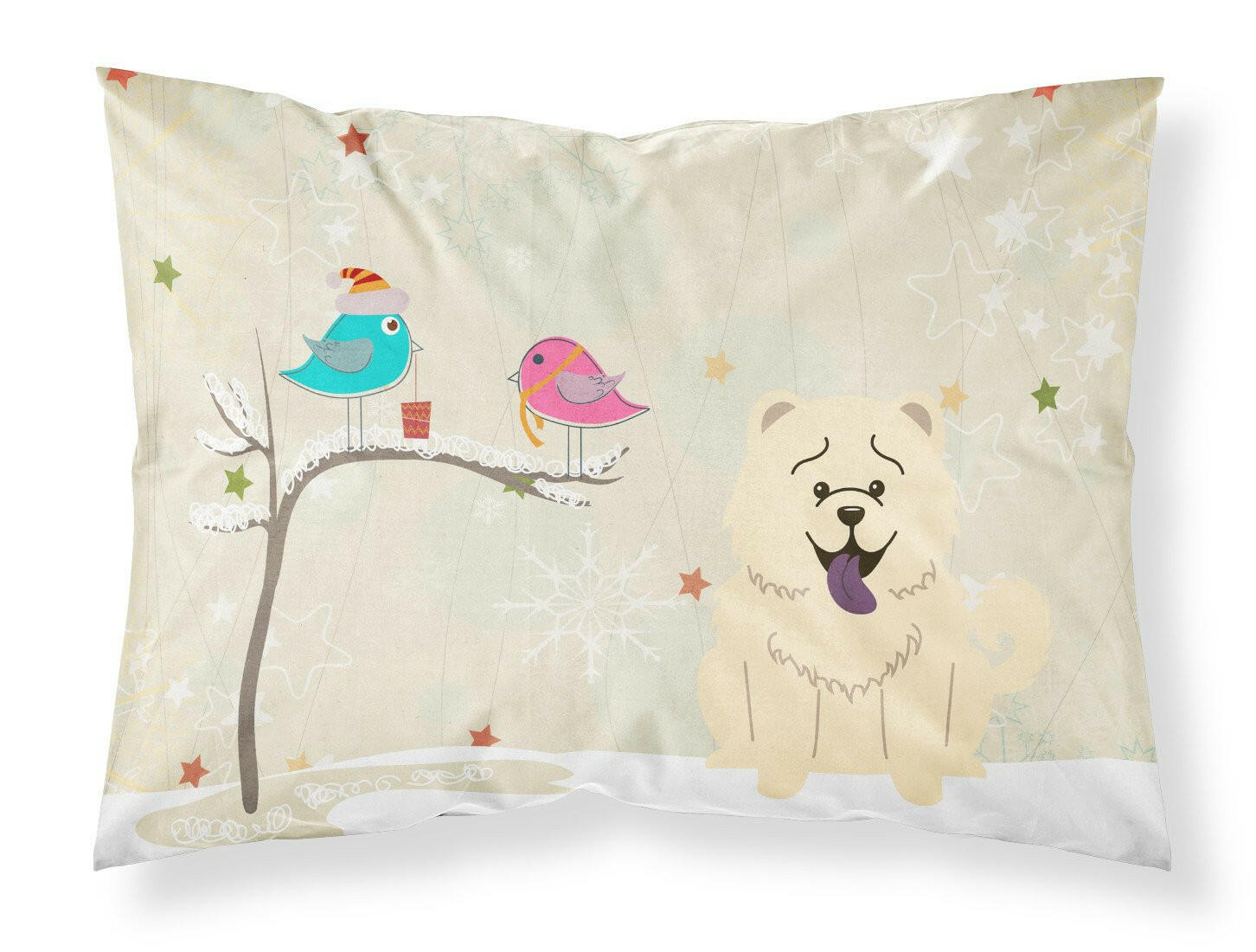 Christmas Presents between Friends Chow Chow White Fabric Standard Pillowcase BB2612PILLOWCASE by Caroline's Treasures