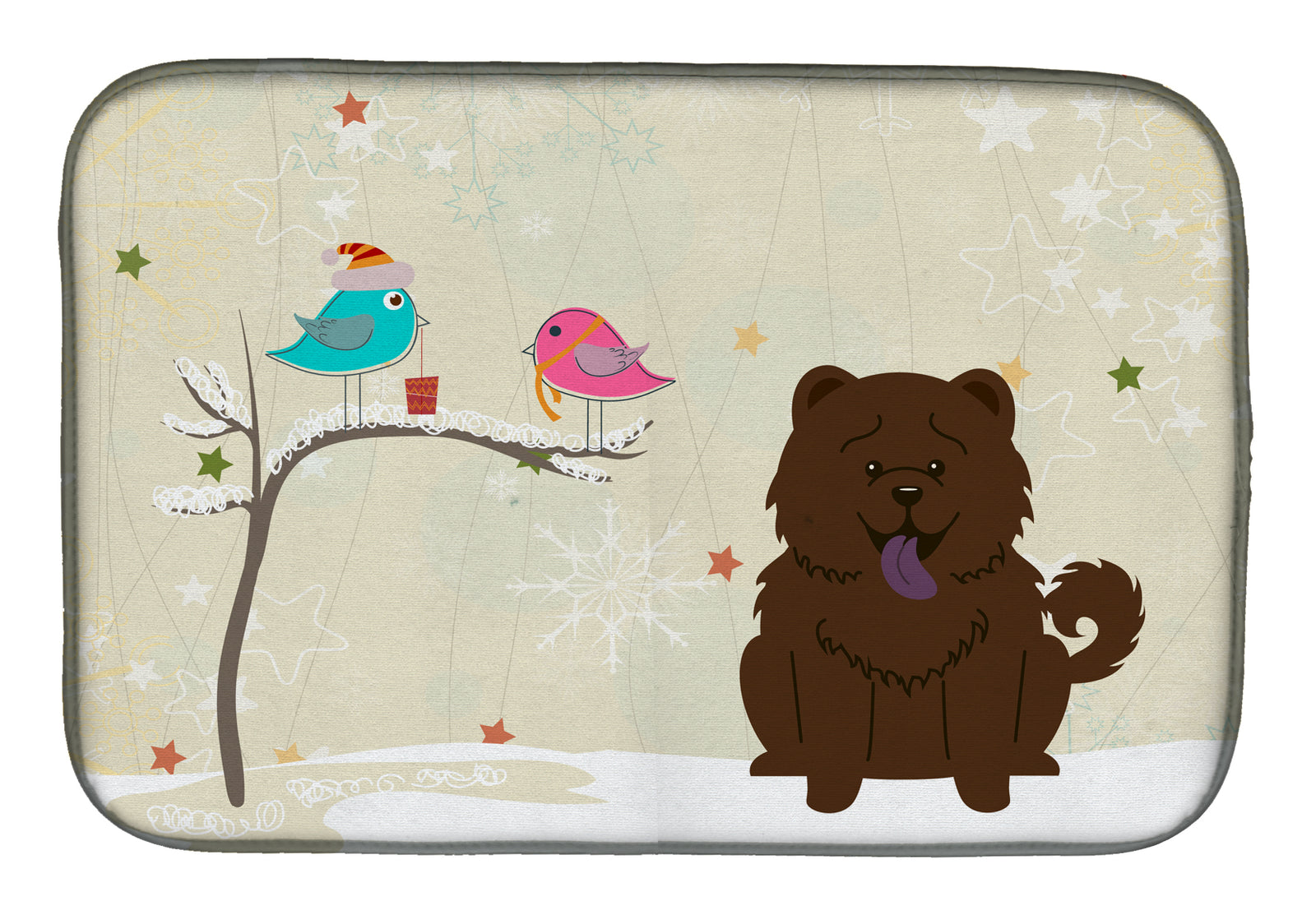 Christmas Presents between Friends Chow Chow Chocolate Dish Drying Mat BB2613DDM  the-store.com.