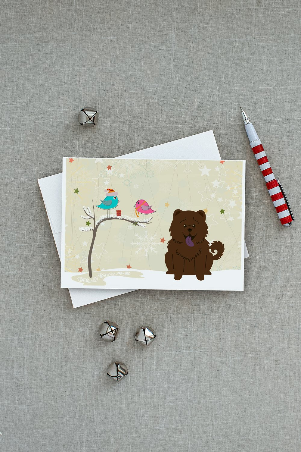 Christmas Presents between Friends Chow Chow - Chocolate Greeting Cards and Envelopes Pack of 8 - the-store.com
