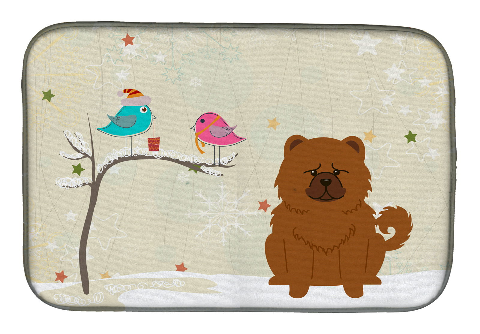 Christmas Presents between Friends Chow Chow Red Dish Drying Mat BB2614DDM