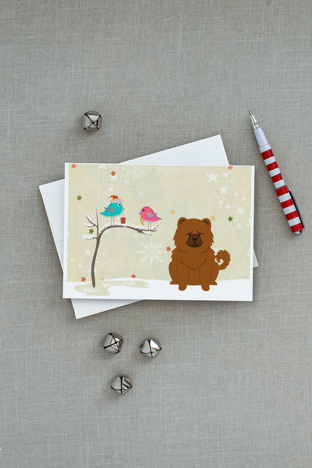 Christmas Presents between Friends Chow Chow - Red Greeting Cards and Envelopes Pack of 8 - the-store.com