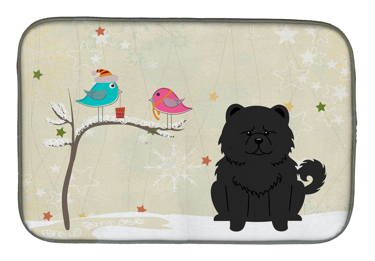 Christmas Presents between Friends Chow Chow Black Dish Drying Mat BB2615DDM  the-store.com.