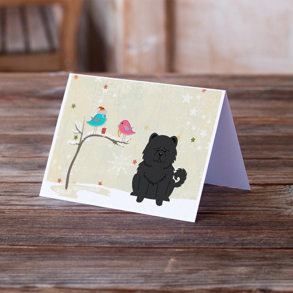 Christmas Presents between Friends Chow Chow - Black Greeting Cards and Envelopes Pack of 8 - the-store.com