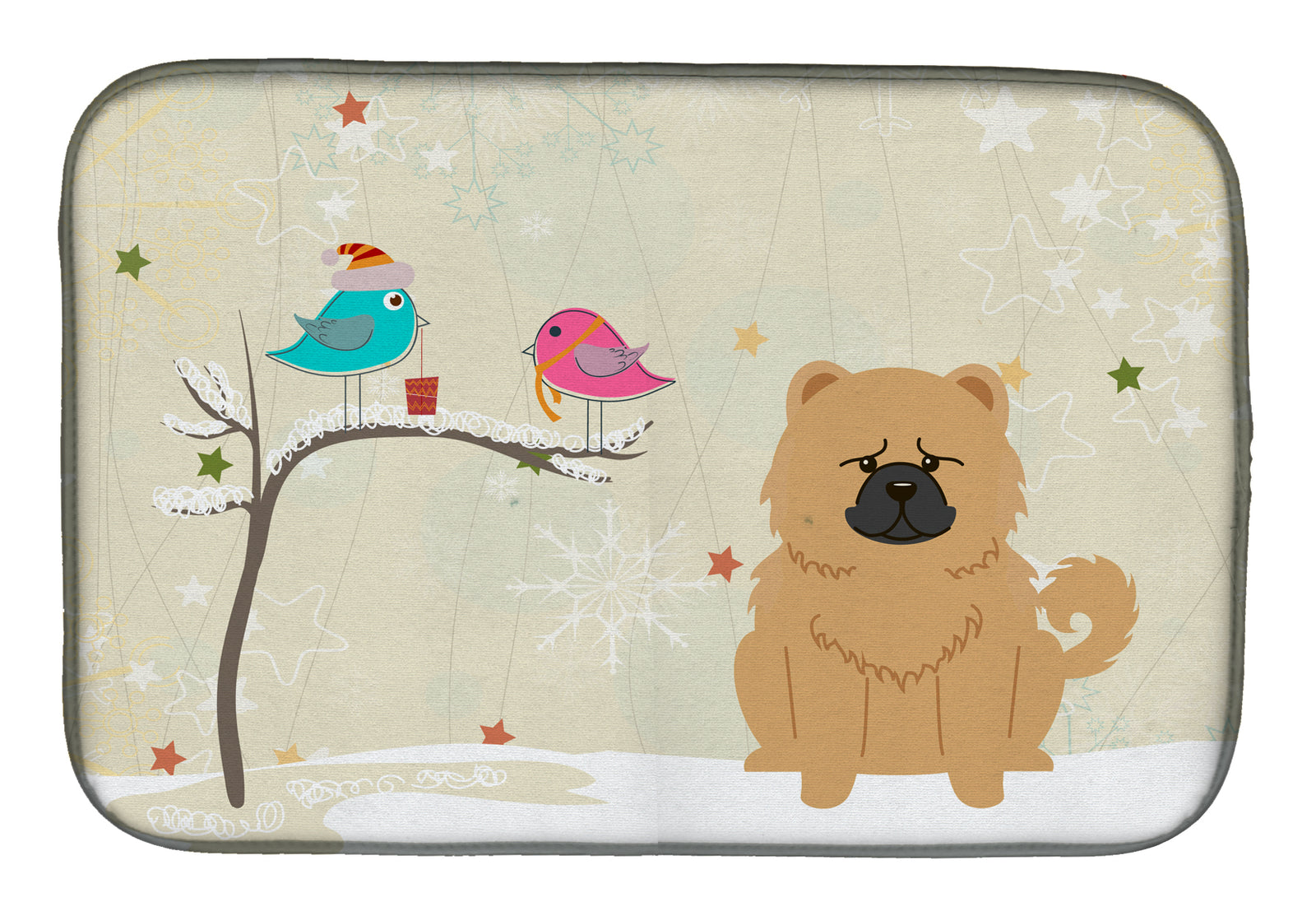 Christmas Presents between Friends Chow Chow Cream Dish Drying Mat BB2616DDM  the-store.com.