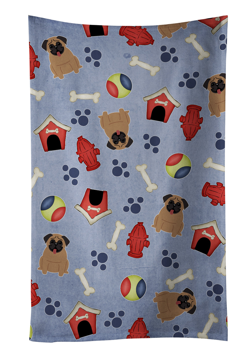 Dog House Collection Pug Brown Kitchen Towel BB2618KTWL - the-store.com