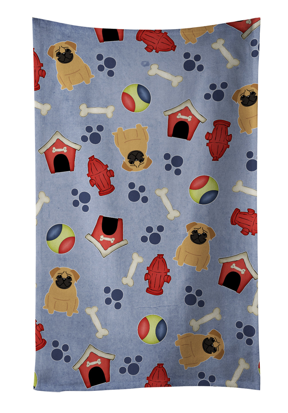 Dog House Collection Pug Brown Kitchen Towel BB2620KTWL - the-store.com