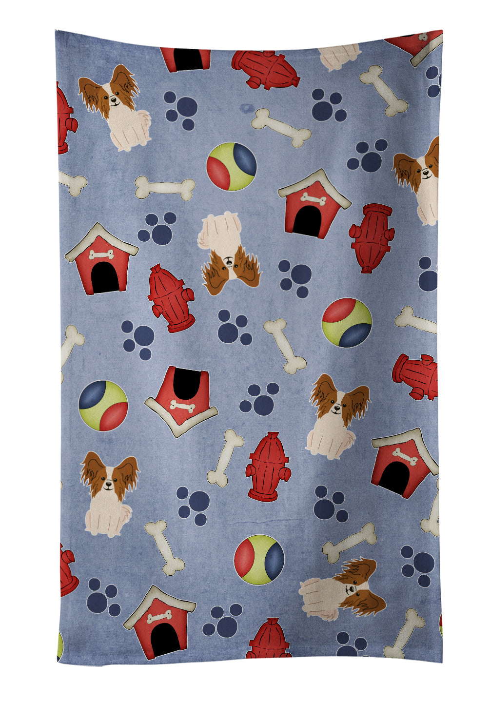 Dog House Collection Papillon Red White Kitchen Towel BB2691KTWL - the-store.com