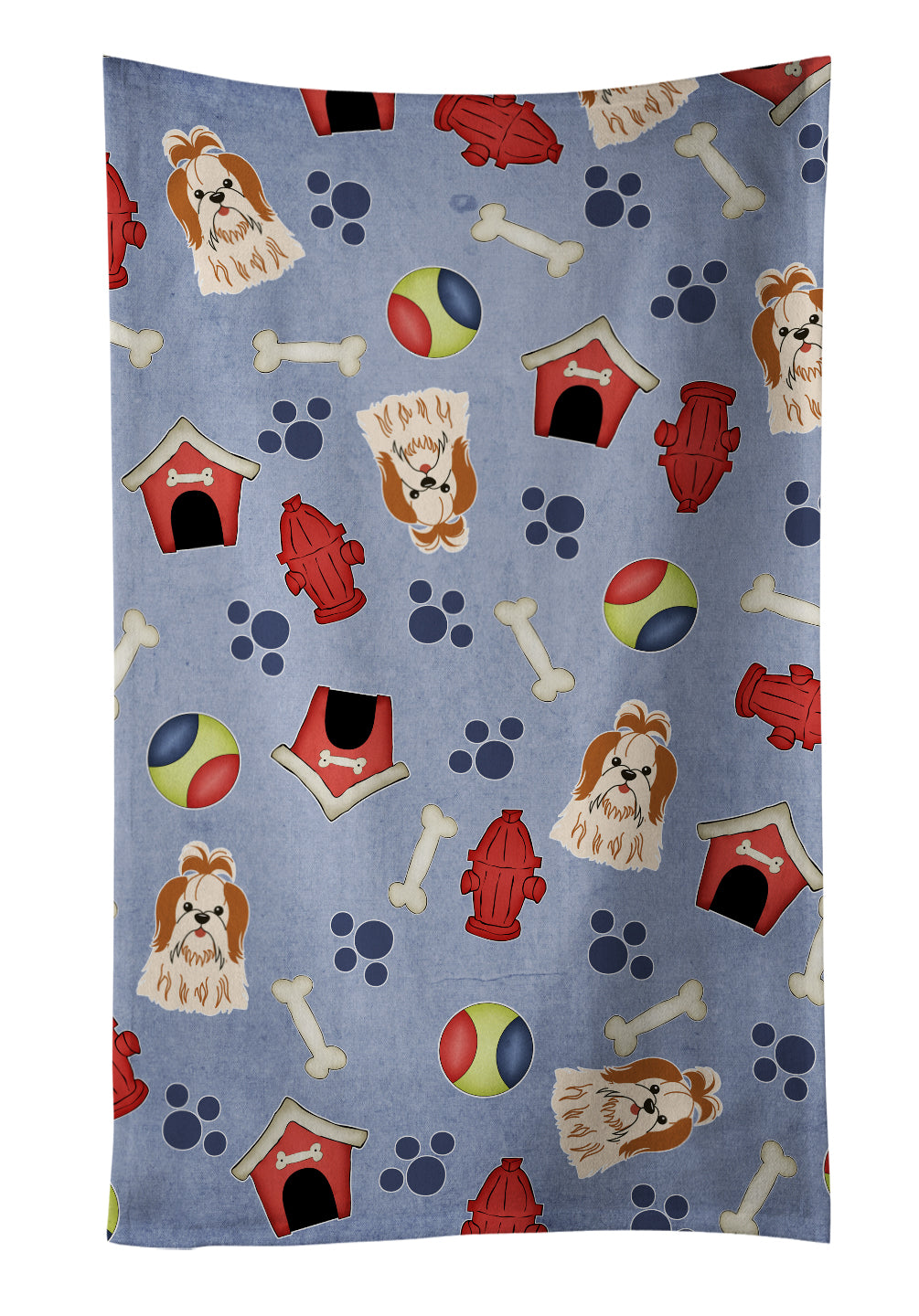 Dog House Collection Shih Tzu Red White Kitchen Towel BB2700KTWL - the-store.com