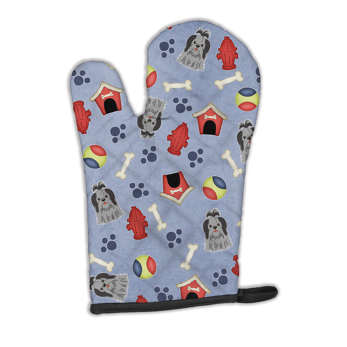 Dog House Collection Shih Tzu Black Silver Oven Mitt BB2702OVMT  the-store.com.