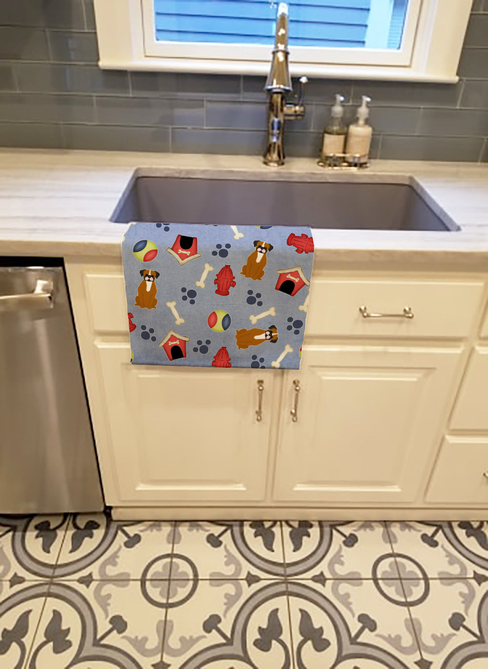 Dog House Collection Flashy Fawn Boxer Kitchen Towel BB2729KTWL - the-store.com