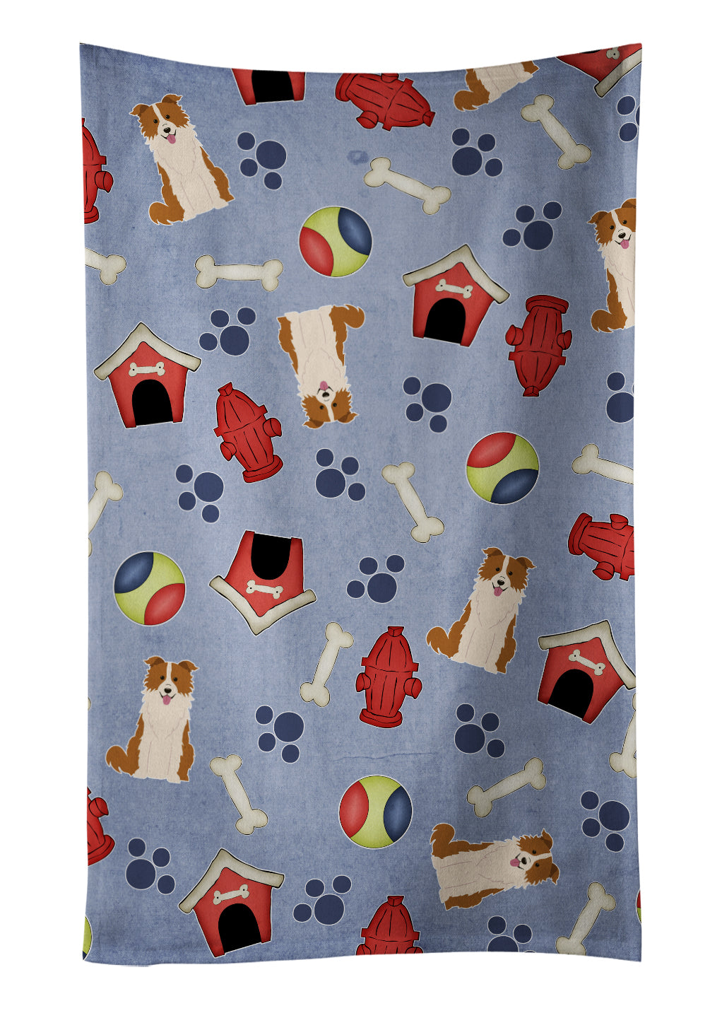 Dog House Collection Border Collie Red White Kitchen Towel BB2732KTWL - the-store.com