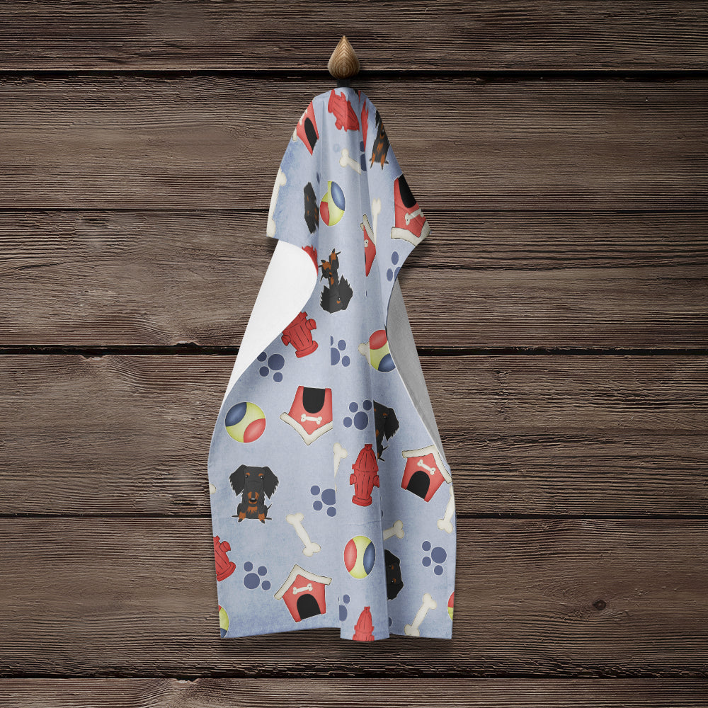 Dog House Collection Wire Haired Dachshund Black Tan Kitchen Towel BB2740KTWL - the-store.com