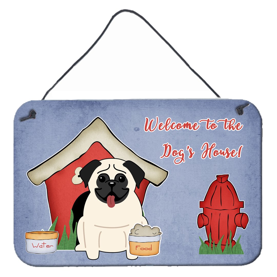 Dog House Collection Pug Cream Wall or Door Hanging Prints by Caroline&#39;s Treasures