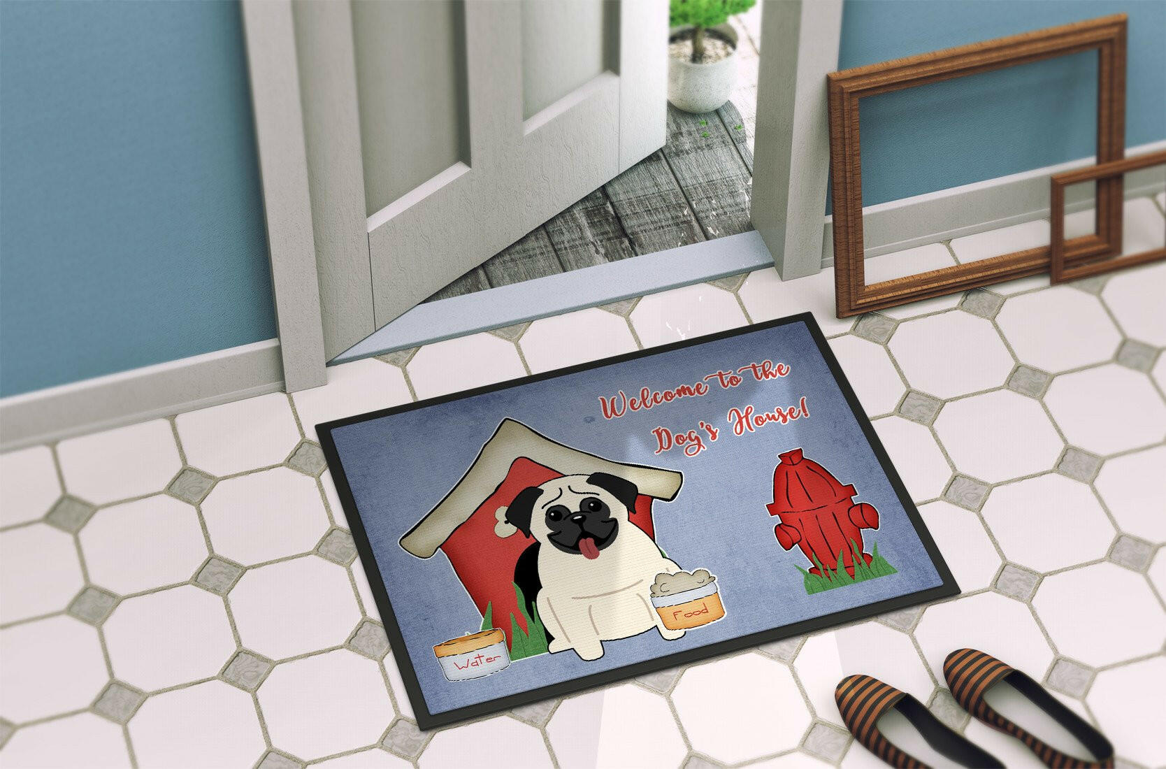 Dog House Collection Pug Cream Indoor or Outdoor Mat 24x36 BB2758JMAT - the-store.com