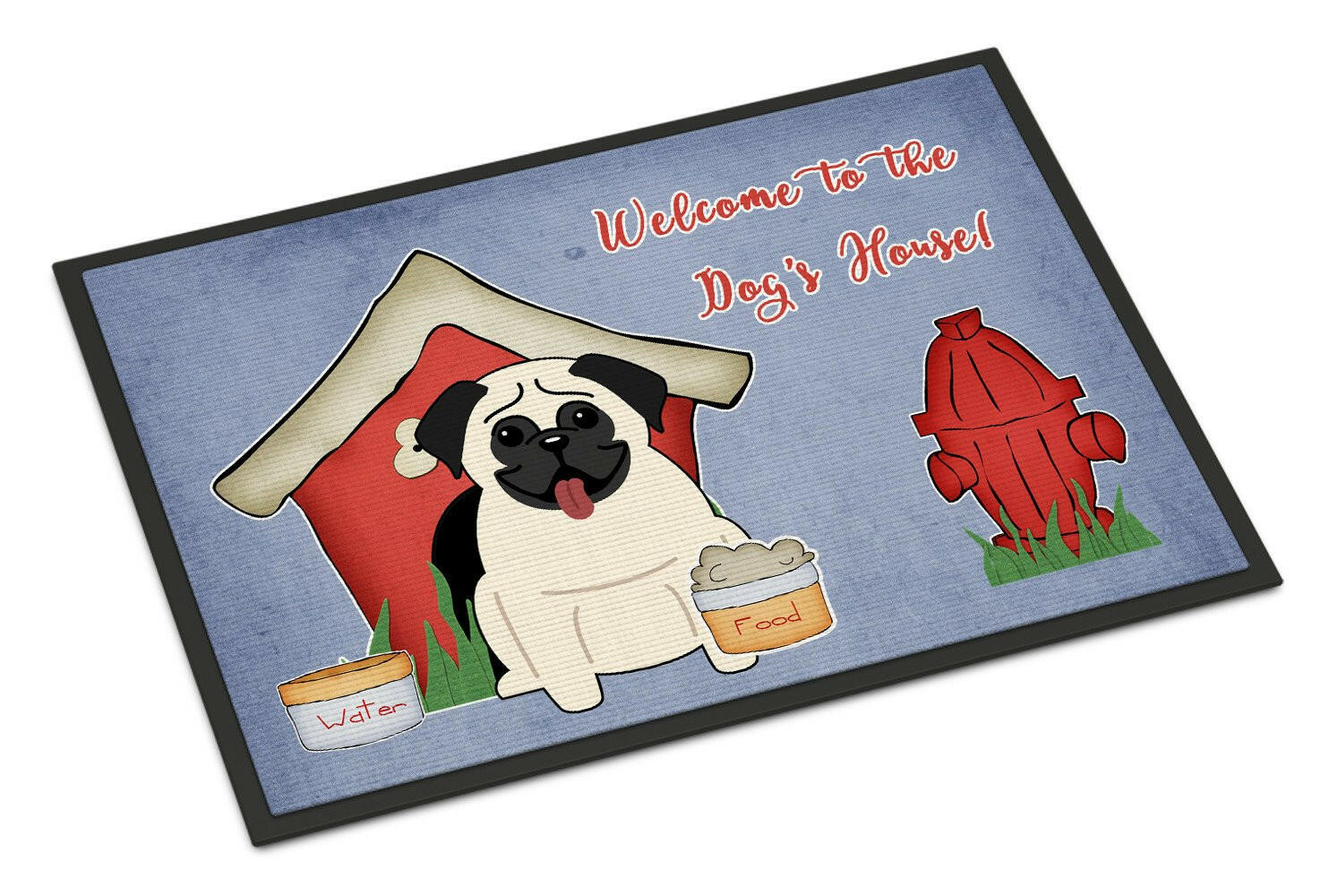 Dog House Collection Pug Cream Indoor or Outdoor Mat 18x27 BB2758MAT - the-store.com