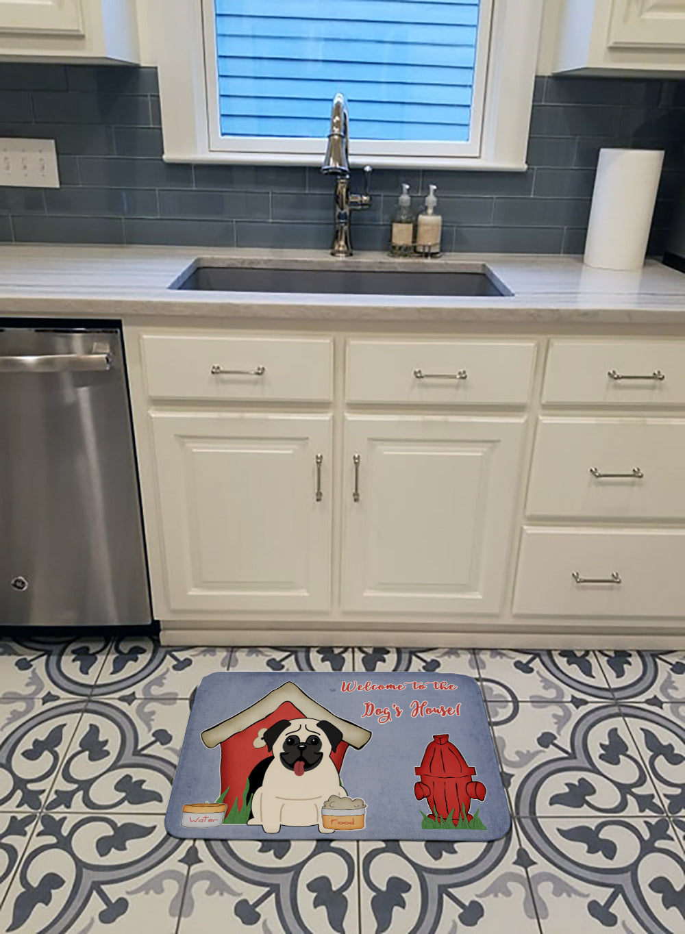 Dog House Collection Pug Cream Machine Washable Memory Foam Mat BB2758RUG - the-store.com