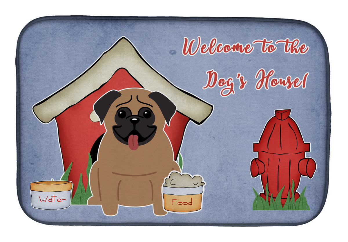 Dog House Collection Pug Brown Dish Drying Mat BB2759DDM