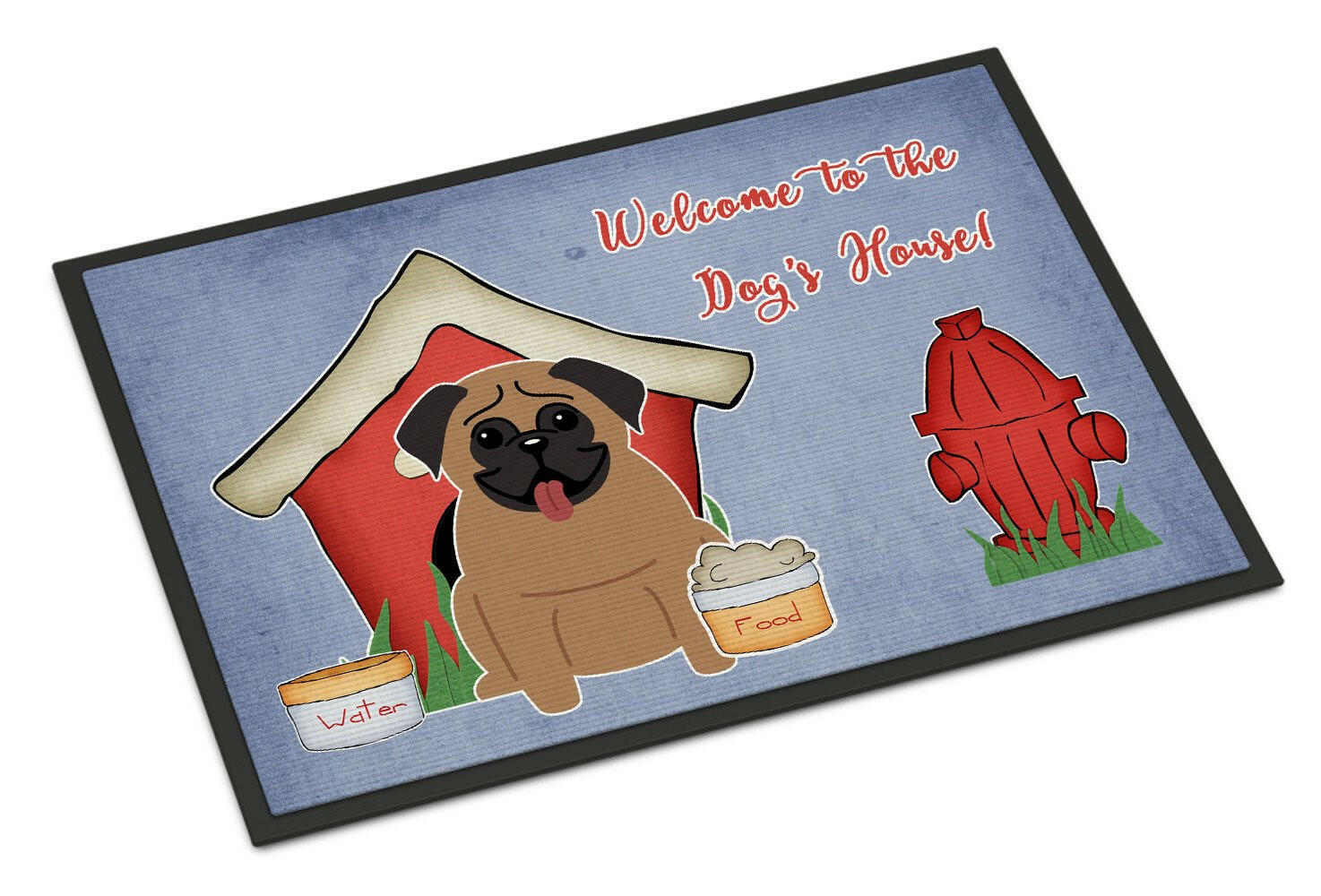 Dog House Collection Pug Brown Indoor or Outdoor Mat 18x27 BB2759MAT - the-store.com